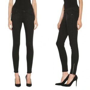 MOTHER The Ankle Zip Looker Big Black Studded Jeans Size 28 MOTHER